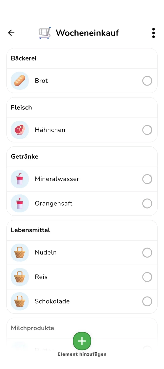 Gemeinsame Einkaufsliste