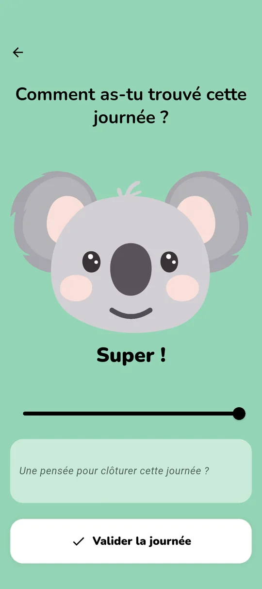 Écran de suivi quotidien de l'humeur et des streaks